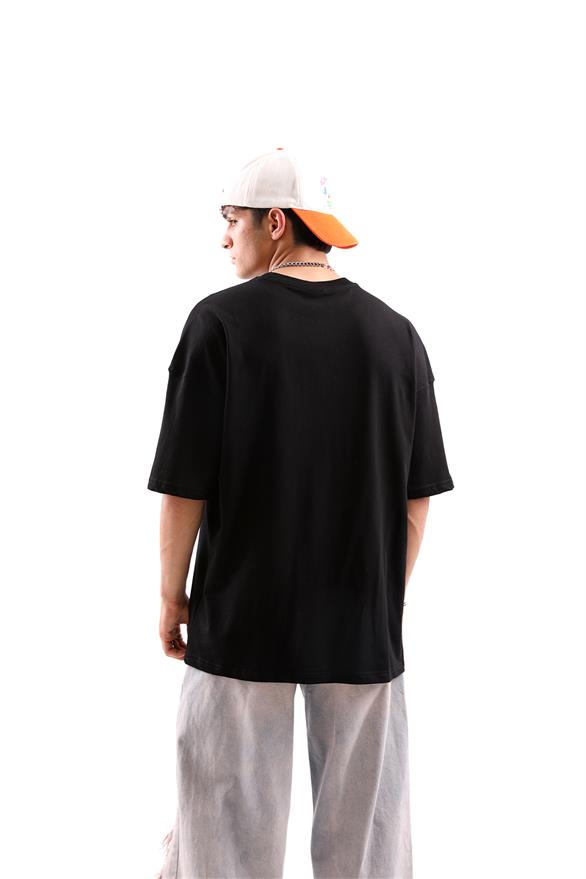 Delivery Sarrier Baskılı Siyah Oversize Tişört