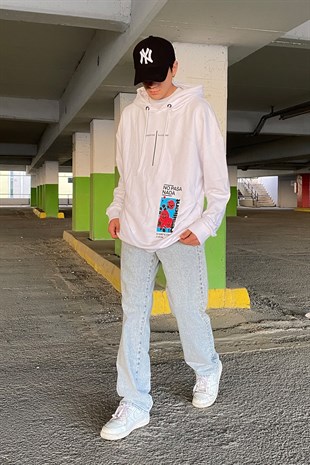 ESNEK ÖN BASKILI OVERSIZE HOODIE