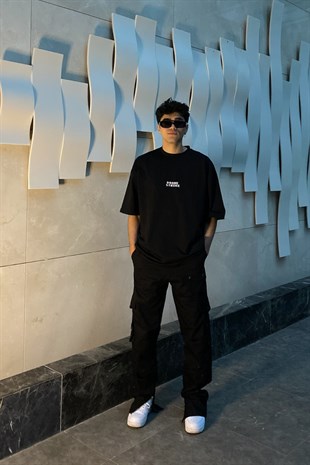 Fermuar Paça Siyah Cargo Pocket Pant
