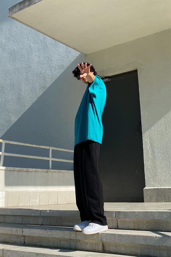 Flaw Atelier Basic Petrol Yeşili Oversize Tshirt
