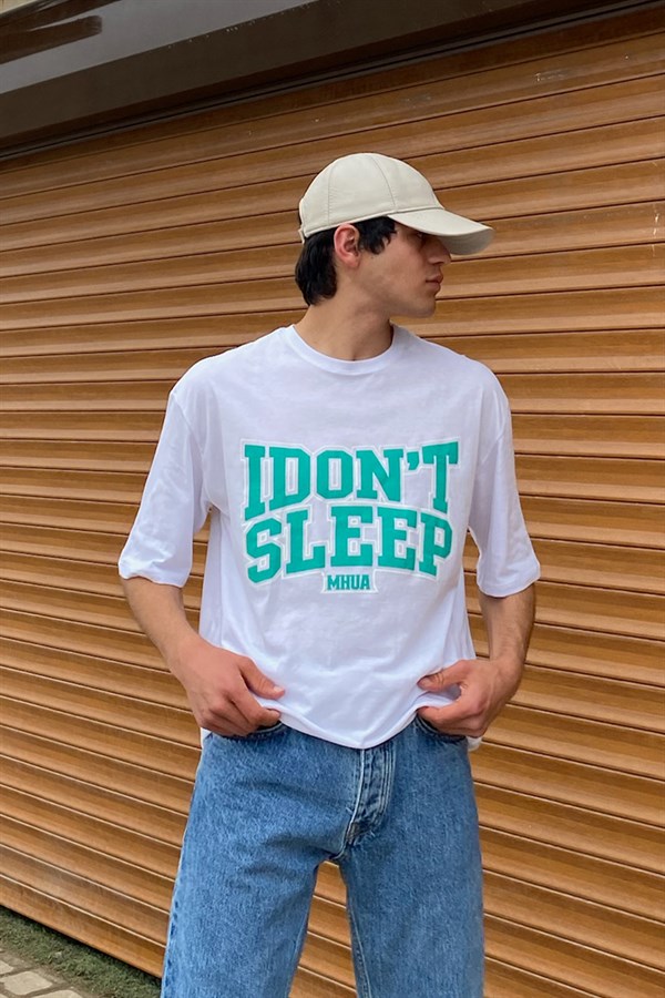 I Don't Sleep Baskılı Oversize Tshirt