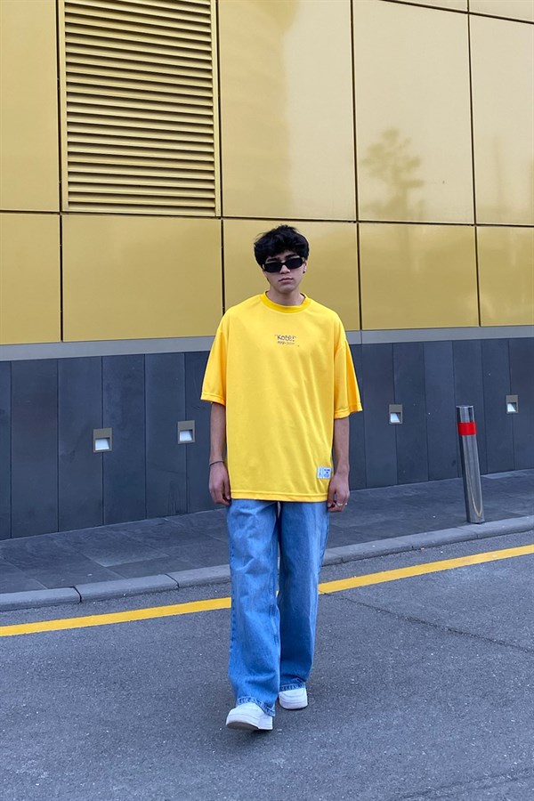 Kobe Baskılı Oversize Premium Sarı Forma