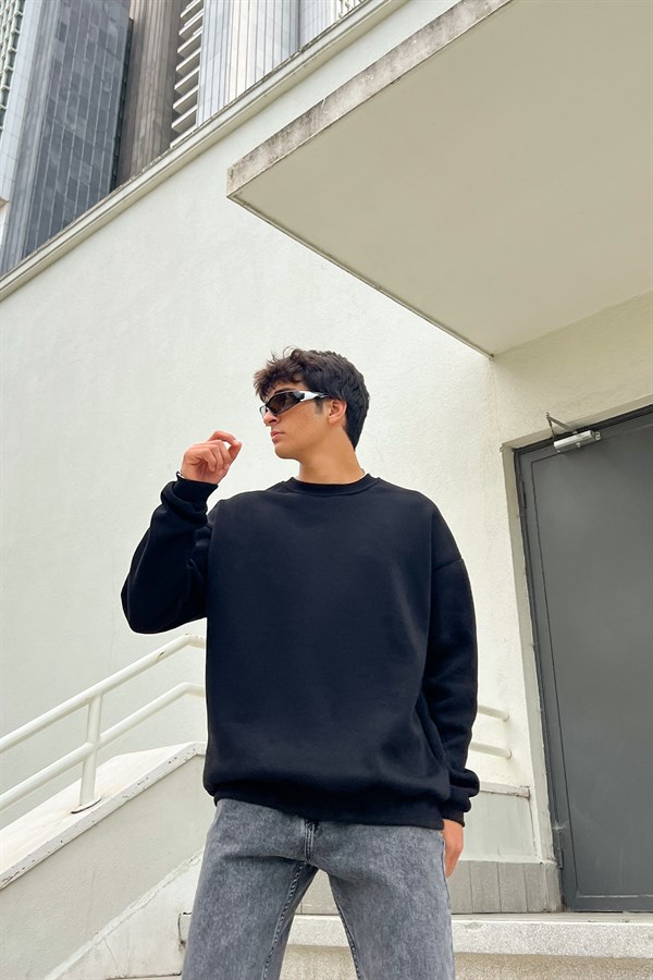 Kyoto Sırt Baskılı Siyah Oversize Sweatshirt