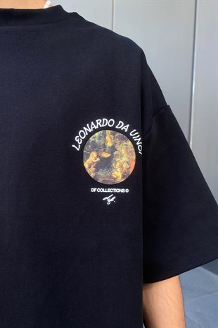 Leonardo Da Vinci Baskılı Oversize Tshirt