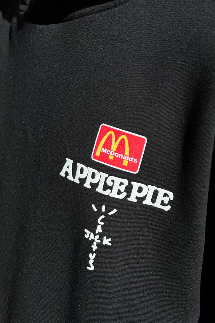 M Apple Pie Baskılı Siyah Oversize Hoodie