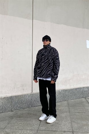 Marble Effect Oversize Peluş Sweatshirt