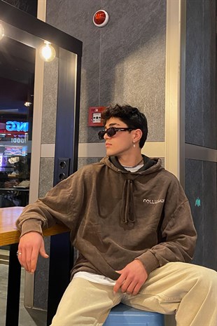 MİNİMAL YAZI BASKILI HOODIE