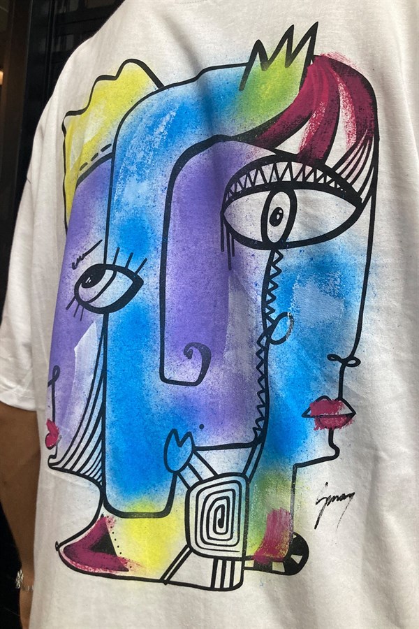 Mixed Colour Spray Painted Oversize Tshirt