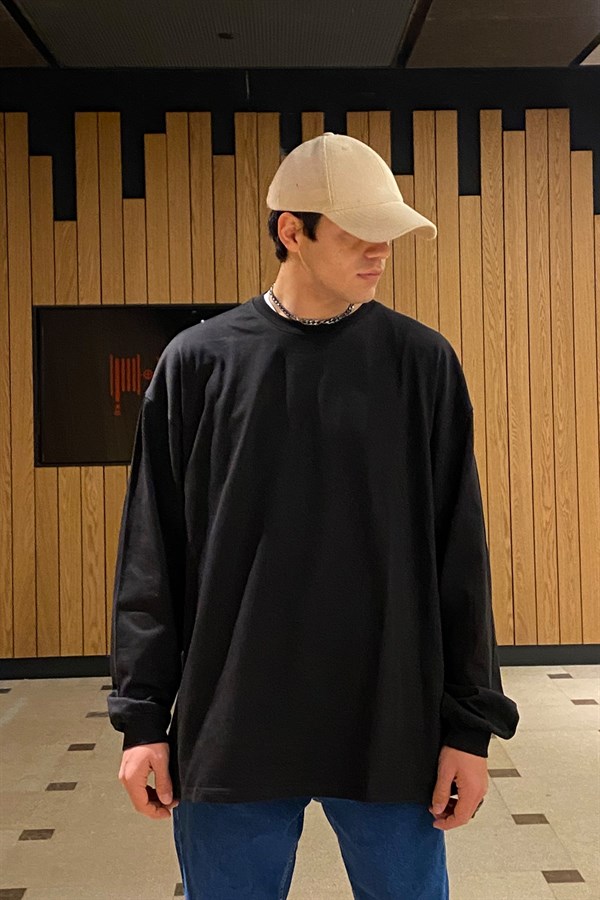 Monalisa Back Printed Oversize Siyah Sweatshirt