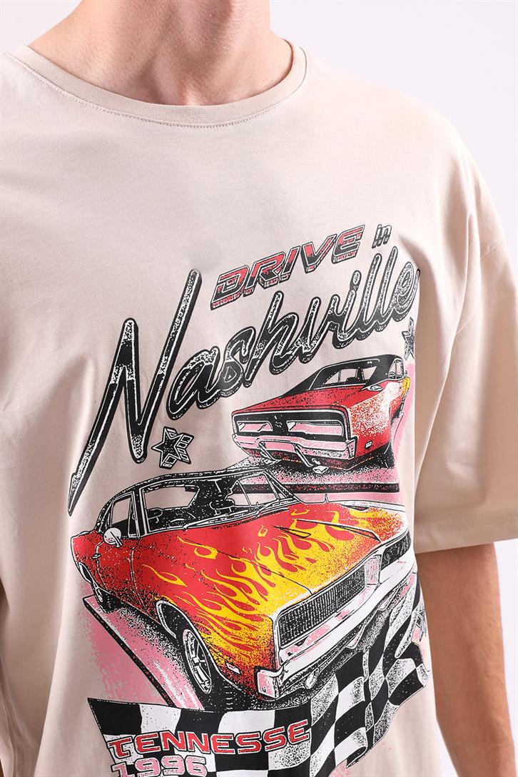 Nashville Drive Baskılı Oversize Tshirt