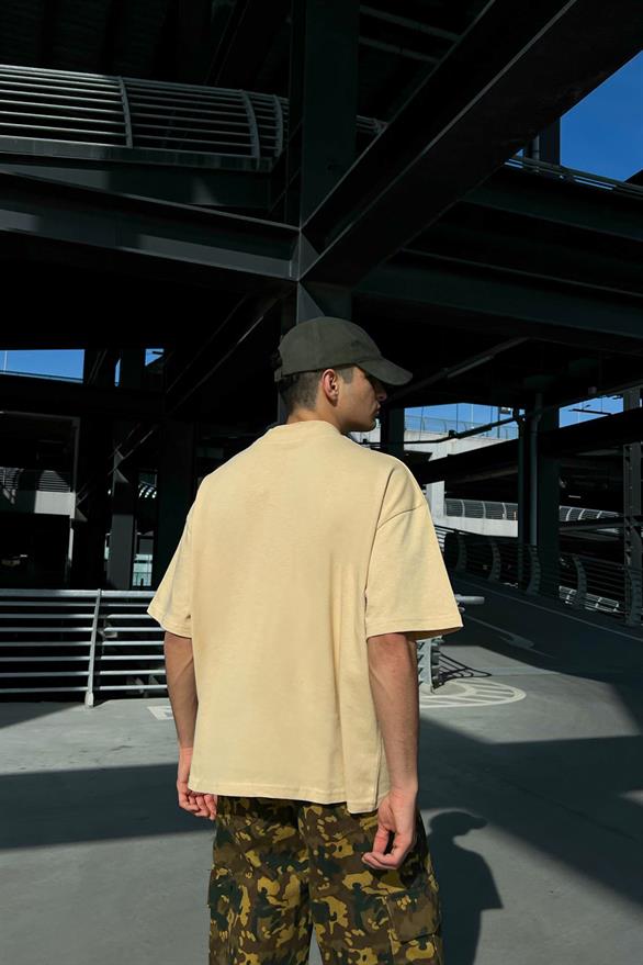 New York Worldwide Bej Oversize Tişört