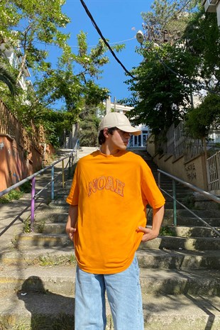Noah Nakışlı Hardal Oversize Tshirt