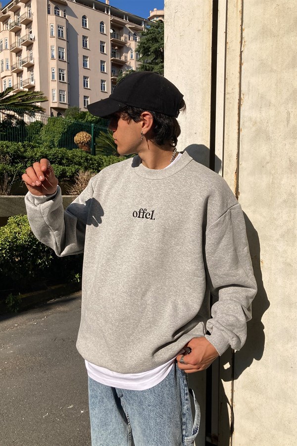Oversize Printed Offcl LightGray Hoodie
