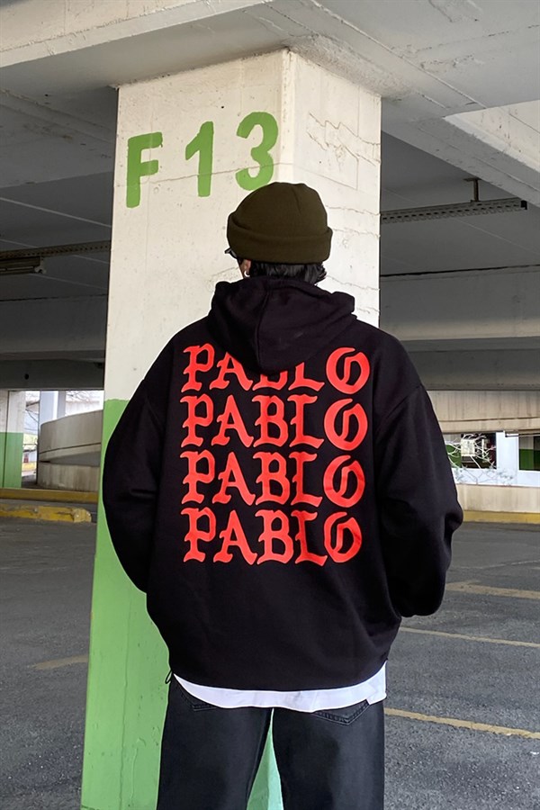 Pablo Back Printed Oversize Siyah Hoodie