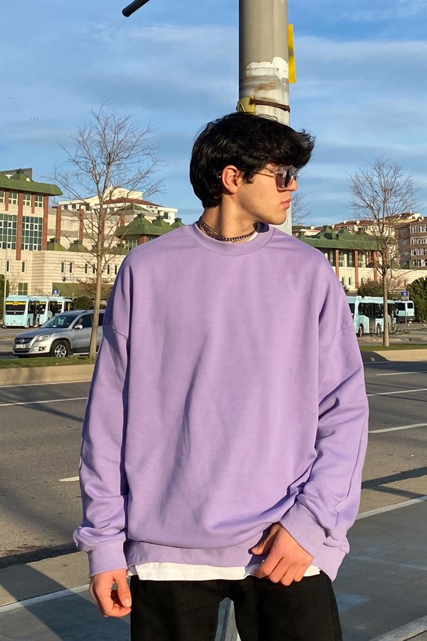 Pastel Purple Oversize Basic Sweatshirt