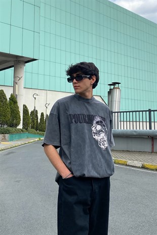 Pour Homme Skull Baskılı Oversize Tshirt