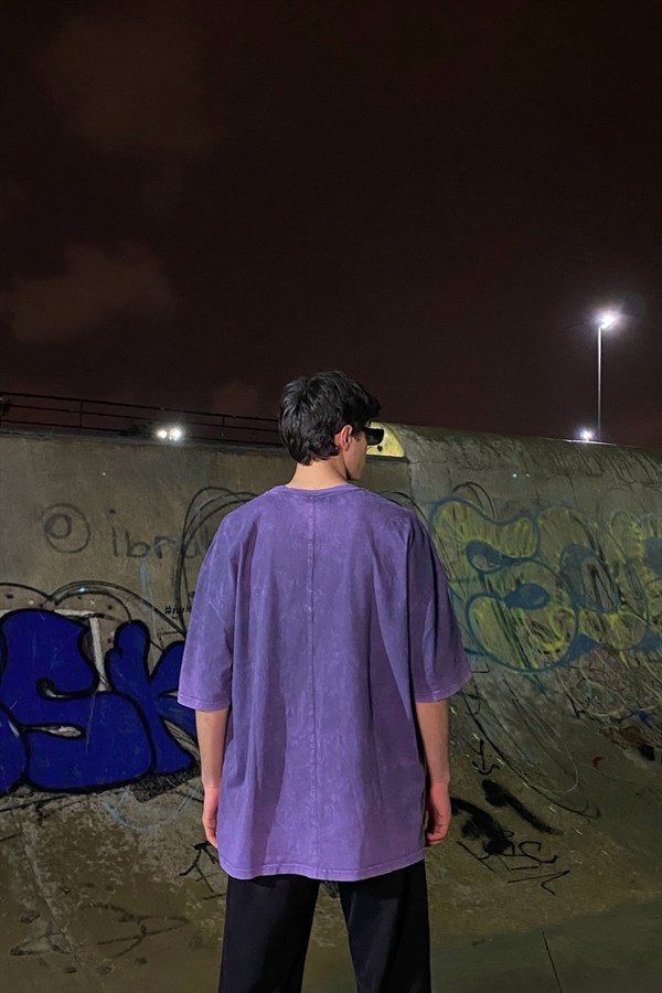 Purple Acid-Wash Oversize Basic Tshirt
