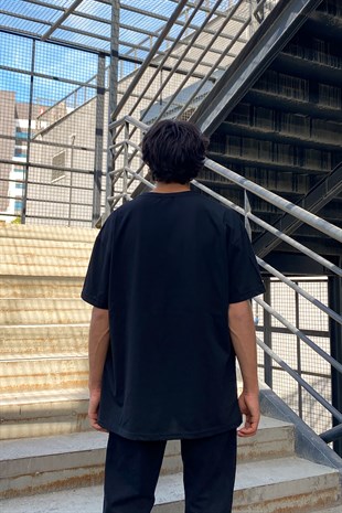 Pysco Bear Siyah Oversize Tshirt