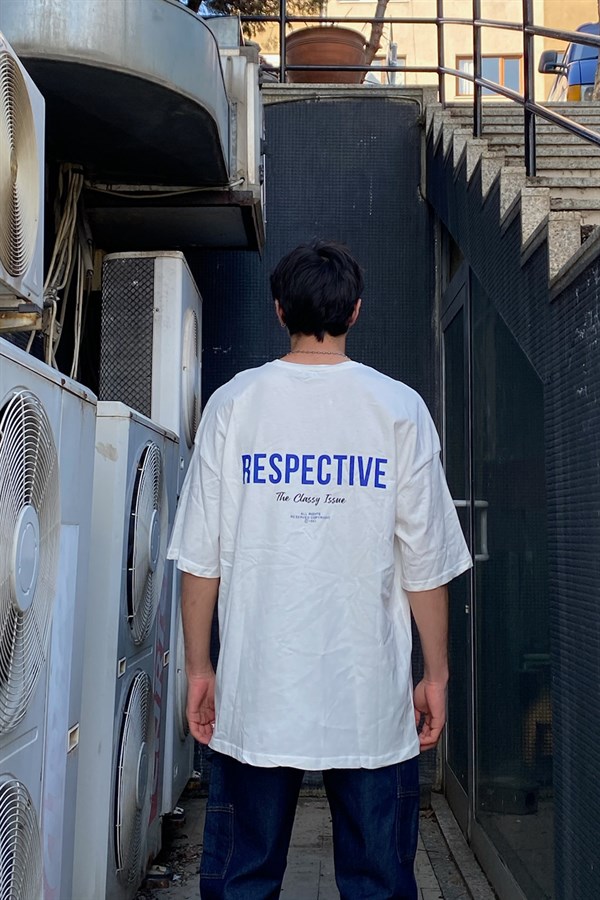 Respective Oversize Printed Beyaz Tshirt