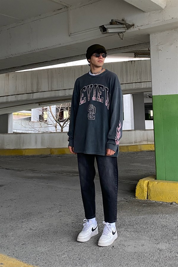 Review Flame Arm Printed Oversize Sweatshirt