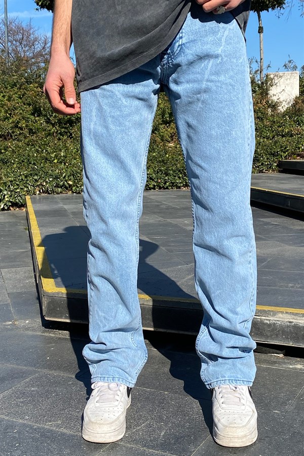 Smite Printed İce Blue Baggy Jean