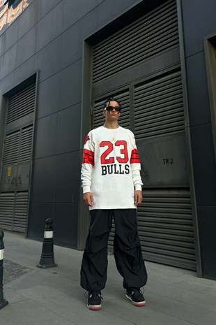 23 Bulls Baskılı Oversize Sweatshirt