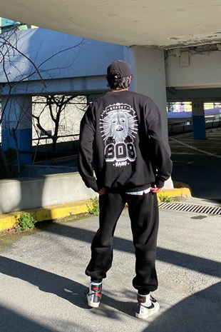 808 GANG Oversize Printed Siyah Sweatshirt