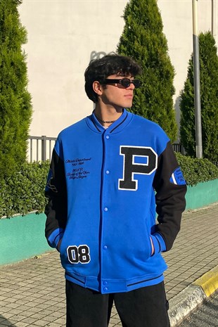 American Football Team Oversize Premium Blue Collage Jacket