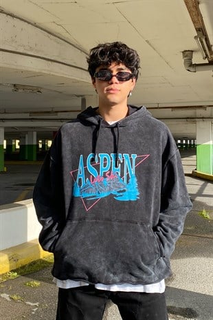 Aspen Printed Oversize Washed Hoodie