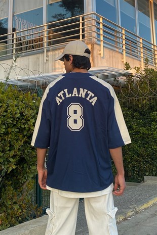 Atlanta Baskılı Lacivert Oversize  Forma