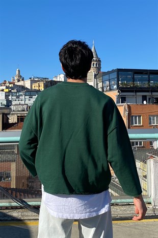 Basic Green Crop Sweatshirt