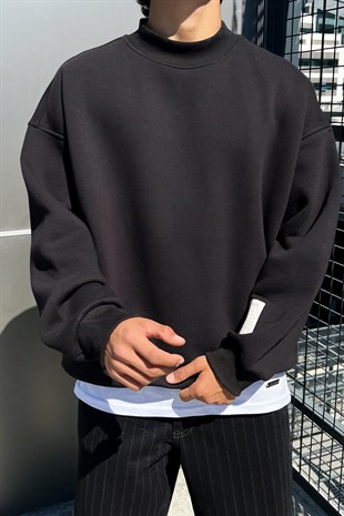 Basic Kahverengi Oversize Sweatshirt