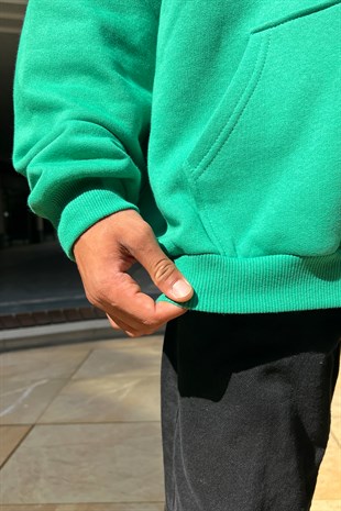 Basic Yeşil Oversize Sweatshirt