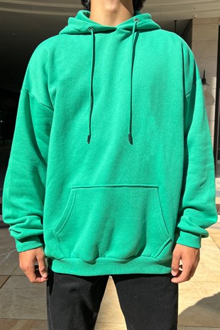Basic Yeşil Oversize Sweatshirt