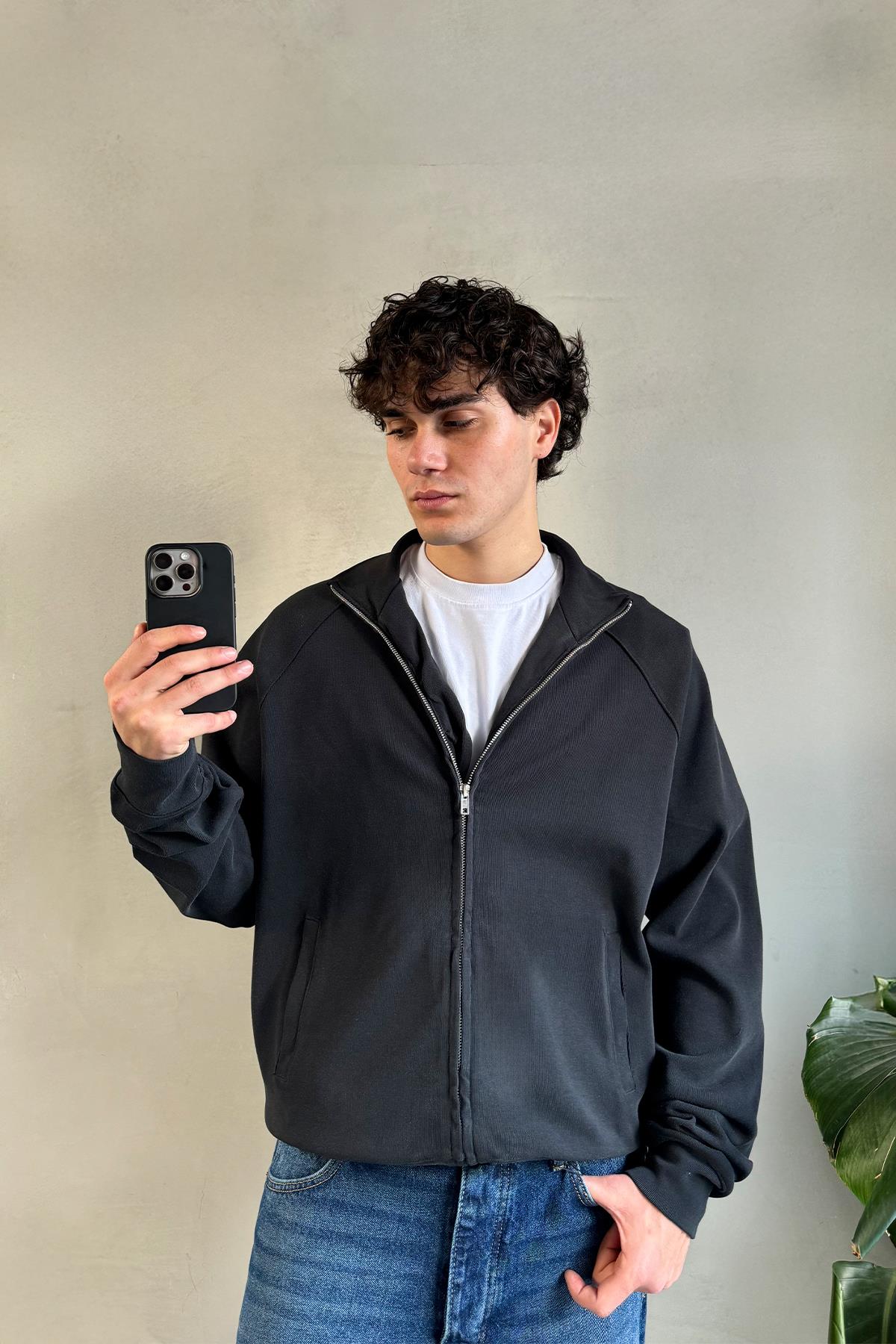 Dr. Denim Herren Dario Zip Sweatshirt – Leichter Übergrößen-Mockneck Mit Halbem Reißverschluss