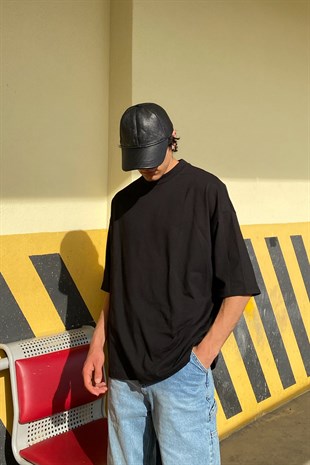 BIG Baskılı Siyah Oversize Tshirt