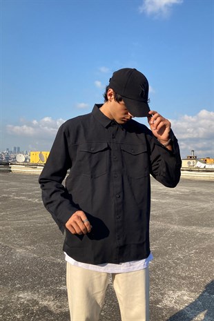 Black Two-Use Shirt Jacket
