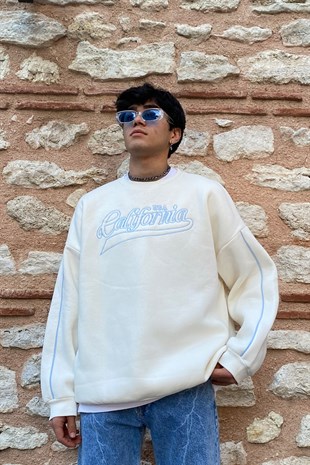 California Oversize Premium Ecru Sweatshirt
