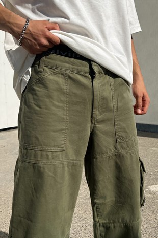 Cargo Pocket Haki Baggy Pantolon