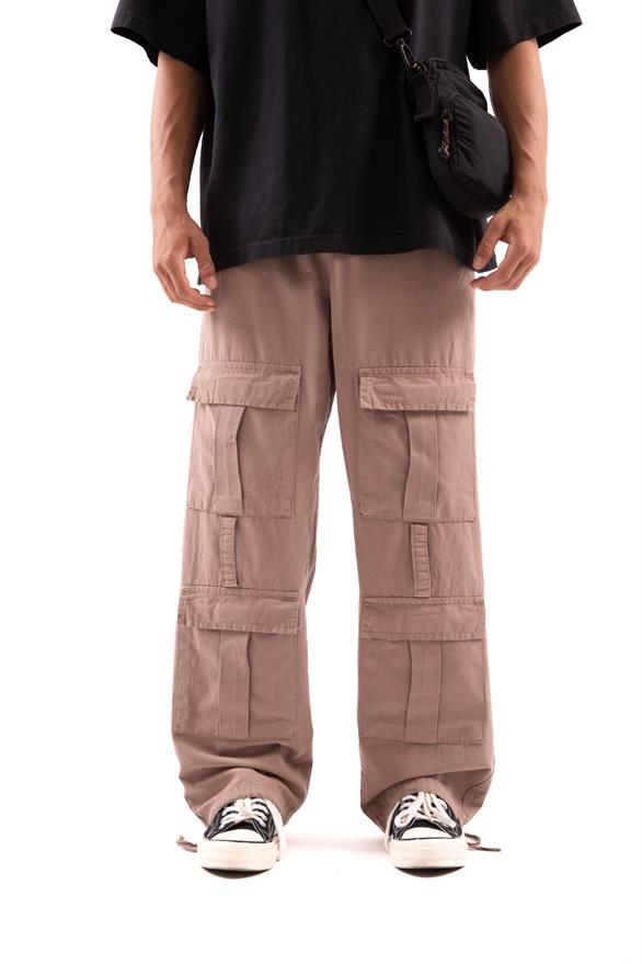 Cep Detaylı Açık Kahverengi Pantolon