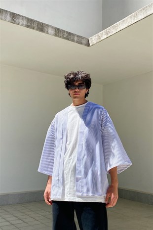 Çizgili Oversize Kimono