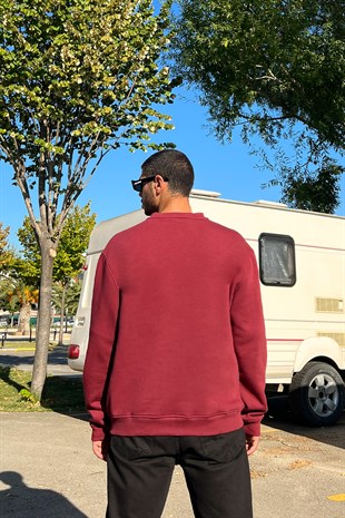 Colorado Nakışlı Bordo Oversize Sweatshirt