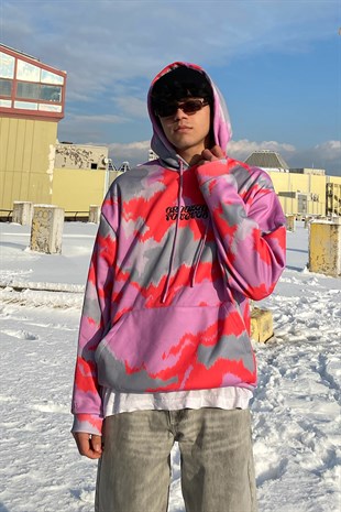 Crooked Tongues Oversize Marble Printed Hoodie