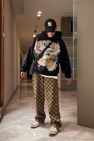 DAMA DESENLİ LIMITED EDITION BAGGY JEAN