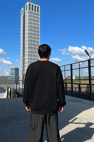 DFND Basic Siyah Oversize Sweatshirt
