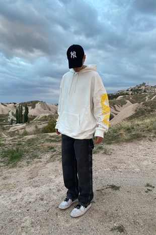 EJDERHA BASKILI OVERSIZE HOODIE