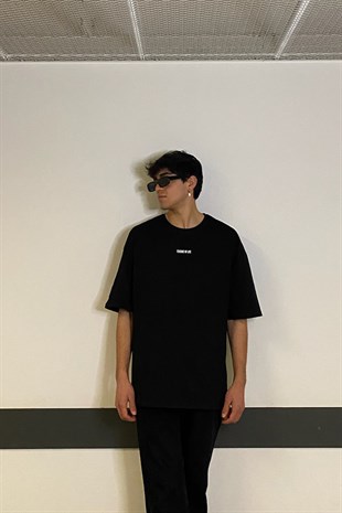 Essence Of Life Printed Oversize Siyah Tshirt