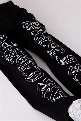FC1 Gothic Black Printed Baggy Jean