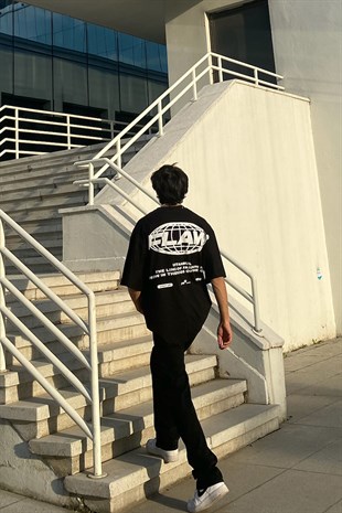 Flaw Atelier Fashion Line Black Oversize Printed Tee