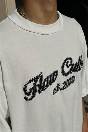 Flaw Atelier Flaw Culture Nakışlı White Oversize Tee